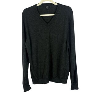 J. Crew 100% Merino Wool Classic Preppy Casual Men’s Charcoal V-Neck XL Sweater